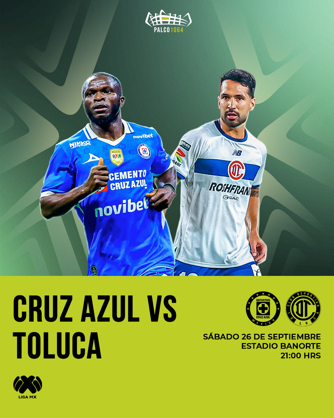 26 SEP, 2026 - Cruz Azul VS Toluca (Liga MX)